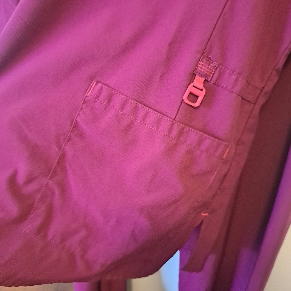 Carhartt Force Cross-Flex Scrub Set Burgundy Pink V-Neck Top Cargo Pants XL L